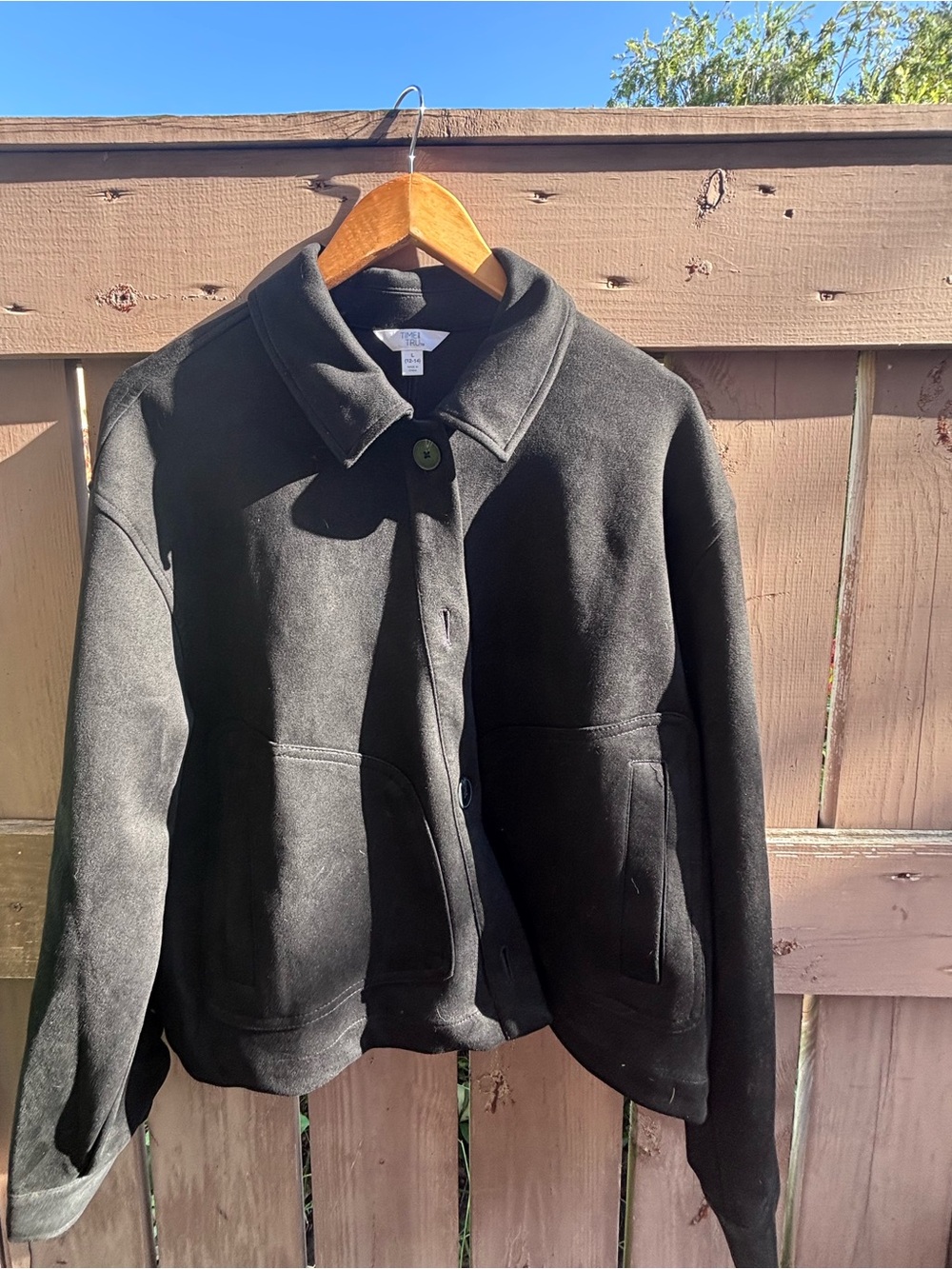 🎉NWT🎉Time and Tru Black Faux Suede Button-Front Jacket